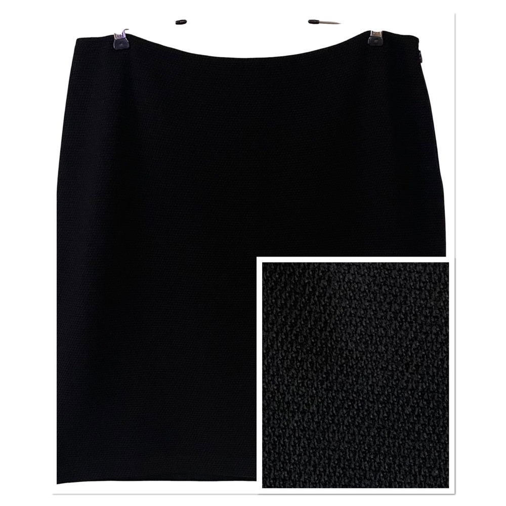 St John‎ Black Cotton Pique Knit Pencil Skirt Career Classic Luxury Old Money 16